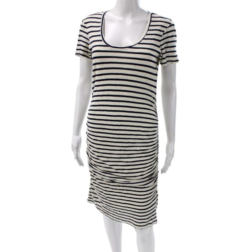 Velvet by Graham & Spencer Womens T-Shirt Dress Black Striped Scoop Neck Size M